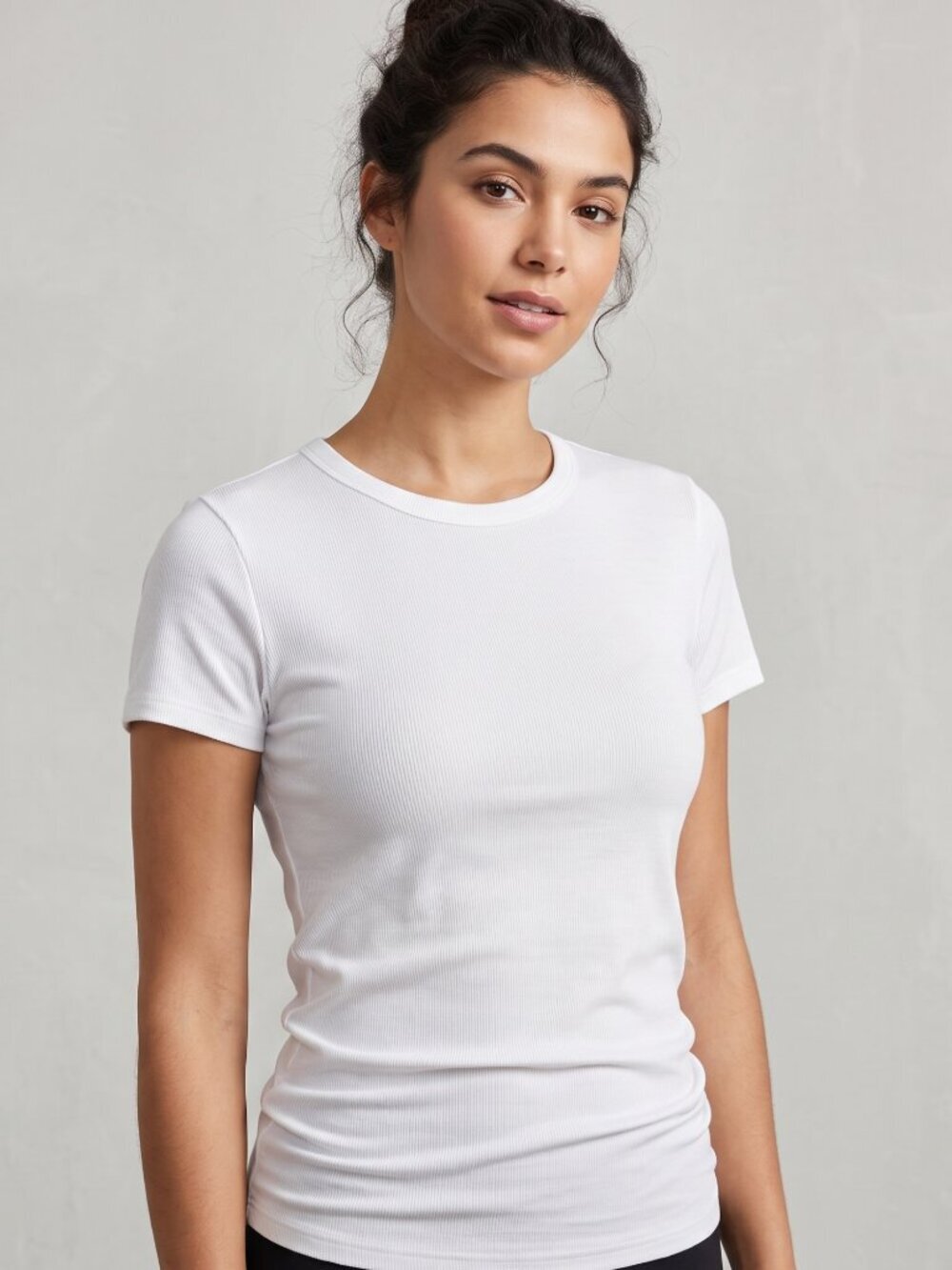 NWT | Ribbed Crew Neck Top | Short Sleeve | Active Basics | White | Sma